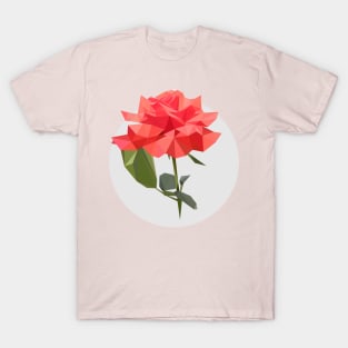 Pink Rose Polygonal Floral Print T-Shirt